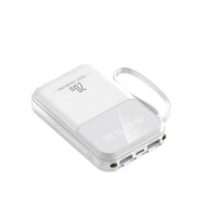 Power Bank Mini Grosir Pabrik 10000mah 2 Output USB Kabel Terpasang Layar LED Lampu Pegangan Powerbank Pengisi Daya Portabel
