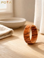 Bagues de mariage classiques en bois d'olivier naturel, surface bombée de 8 mm, polies à la main, bague de fiançailles en bois pour homme