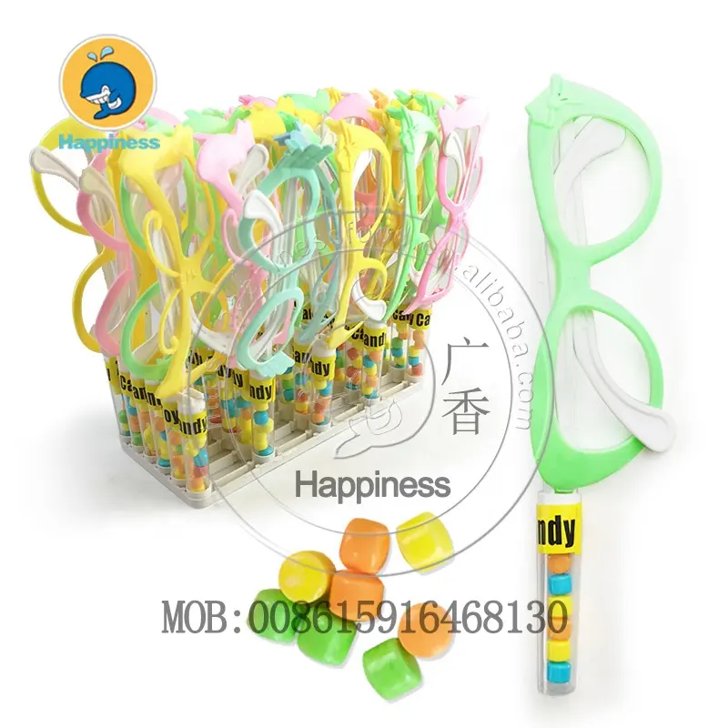 뜨거운 판매 플라스틱 나비 안경 모양 장난감 사탕