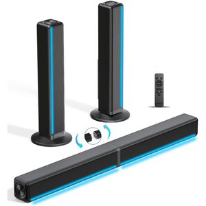 Barra de Sonido para TV de 180W con Sonido Envolvente, Luces LED RGB, 2.1 Canales, Sistema de Altavoces Bluetooth para Cine en Casa, AUX/Óptico/HDMI - Product Image 1