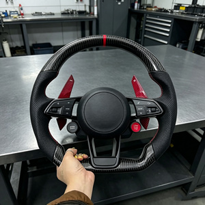 Volant personnalisé en fibre de carbone et cuir perforé <span class=keywords><strong>rouge</strong></span> pour modèles <span class=keywords><strong>Audi</strong></span> S3 S4 S5 S7 RS3 RS4 RS5 RS6 RS7, design <span class=keywords><strong>RS</strong></span> chauffant - Product Image 2