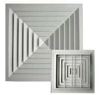 Promotion Diffuseur d'air carré 4 voies moderne en alliage d'aluminium à lamelles pour ventilation extérieure, durable, installation facile, pour entrepôt