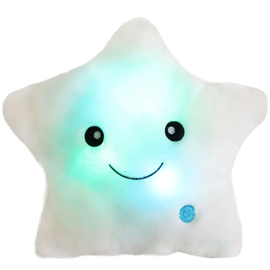 F756 Creative Twinkle Star Glowing LED Night Light Plush Pillows Stuffed Toys White Cartoon Star Shaped Led Plush