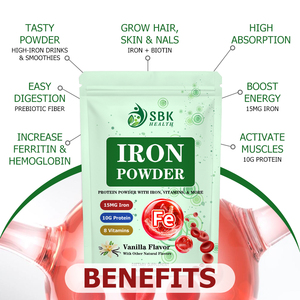 Poudre de fer directe d'usine avec augmentation totale des glucides, ferritine, hémoglobine, utilisation quotidienne pour augmenter les vitamines et le fer, saveur vanille - Product Image 6