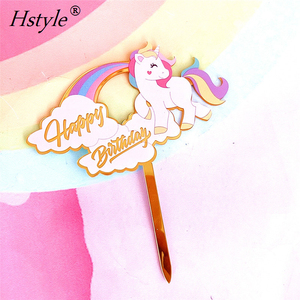 Carino Stampa Unicorno Buon Compleanno Acrilico Cake Topper <span class=keywords><strong>per</strong></span> I Bambini Festa di Compleanno Celebrazione Della Torta Della Decorazione di PQ290 - Product Image 4