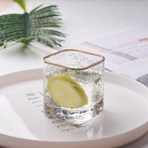 Tasses carrées en verre de Style japonais avec bord doré pour boire de l'eau, du thé, du jus, du lait, du café, du <span class=keywords><strong>Whisky</strong></span>, de la bière - Product Image 4