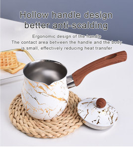 Pintura de superficie de cocina privada, <span class=keywords><strong>maceta</strong></span> de café turco de ebullición rápida de leche de acero inoxidable, flor, D102582 - Product Image 4