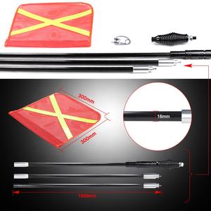 Mât de drapeau de fouet de sécurité pour Mine en fibre de verre de 3M 10 pieds avec drapeau réfléchissant et Base à ressort à dégagement rapide pour les mines de camions - Product Image 1