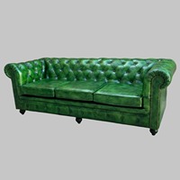 Konvertierbares Traditionelles Chesterfield-Sofa 3-Sitzer Echtes Leder Tief Gesteppt Luxuriöse Wohnzimmermöbel für Lagernutzung