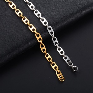 Bracelet chaîne en acier inoxydable plaqué or 18 carats, motif nez de cochon, largeur 6 mm, style punk classique, pour hommes et femmes, motif grains de café - Product Image 3