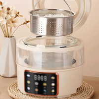 Cuiseur à riz blanc crème à faible teneur en sucre - Panier vapeur relevable, commande tactile intelligente, pour une cuisine saine à la maison
