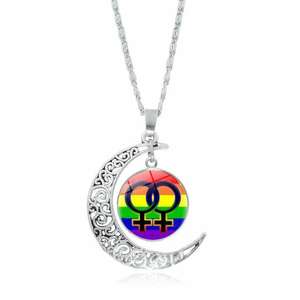 Eşcinsel gurur gökkuşağı kolye Crescent Moon Charm gökkuşağı kolye kolye eşcinsel ve lezbiyen LGBT gurur hediyeler için gökkuşağı - Product Image 6