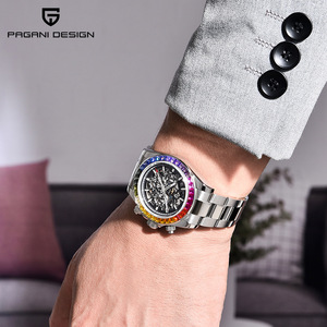 Nouvelle <span class=keywords><strong>montre</strong></span> mécanique pour <span class=keywords><strong>homme</strong></span> PAGANI 1777 DESIGN, design tendance avec lunette arc-en-ciel, verre saphir, cadran ajouré, <span class=keywords><strong>montre</strong></span> automatique de luxe pour <span class=keywords><strong>homme</strong></span> - Product Image 5