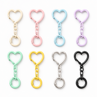 Porte-clés Cœur Couleur Bonbon avec Fermoir à Pression et Chaîne, Anneau en O à Ressort pour Accessoires, Bricolage, Artisanat, Support de Clés, Breloque de Sac