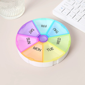 Pilulier de voyage rond coloré à prix d'usine en gros, distributeur de pilules portable 7 jours, mignon, en PP de qualité alimentaire, résistant aux enfants, pour le rangement - Product Image 3