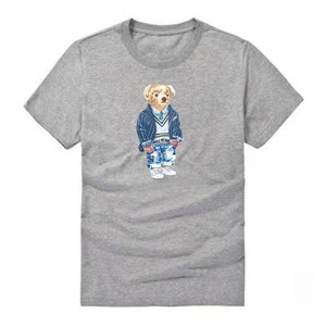Camiseta de algodón transpirable para <span class=keywords><strong>mujer</strong></span>, estilo coreano, manga corta, cuello redondo, informal, clásica, con estampado de oso de peluche para verano - Product Image 1