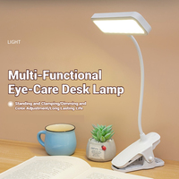 Lampe de bureau LED moderne blanche pour étudiants, protection oculaire, rechargeable par USB, luminosité réglable, contrôle tactile pour l'étude et la lecture