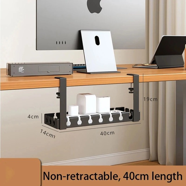 Metal Storage Rack Desk Cable Management Tray Extendable Durable Multifunctional Cord Hider Raceway Strip Cord Holder Wire