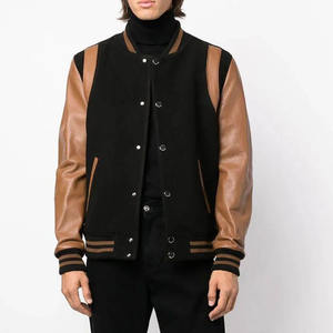 Veste de baseball en cuir marron pour homme, fabricant de vestes varsity en cuir et laine respirantes, grandes tailles, pour l'hiver. - Product Image 2
