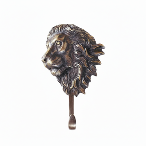 Gancho de pared de León de latón para artesanía, colgador de abrigos Vintage, gancho decorativo pesado para regalo - Product Image 1