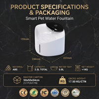 Fontaine à eau automatique portable sans fil 4L pour animaux de compagnie, étanche, facile à nettoyer, contrôle par application, ultra silencieuse, distributeur d'eau intelligent pour chat