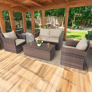 Vente directe d'usine et vente en gros d'ensemble de 4 meubles de patio de luxe meubles de jardin canapé en <span class=keywords><strong>rotin</strong></span> d'extérieur - Product Image 1