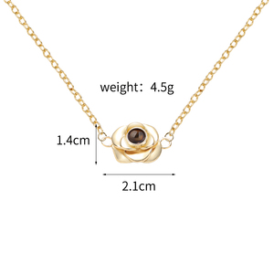 Gioielli alla Moda Personalizzati con Proiezione Foto, Ciondolo Trendy in Rame a Forma di Rosa con Zirconi e Scritta '<span class=keywords><strong>I</strong></span> <span class=keywords><strong>Love</strong></span> <span class=keywords><strong>You</strong></span>' - Product Image 5