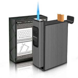Étui à cigarettes portable en métal et plastique, coupe-vent, étanche, doré, avec logo personnalisé et briquet à gaz – Vente en gros - Product Image 2