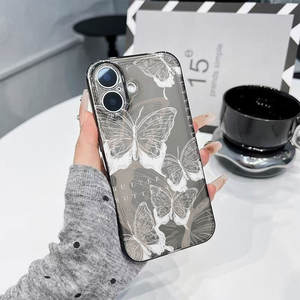Funda para Teléfono con Diseño de Mariposa de Líneas Blancas, Resistente a Impactos, Pintada, para 17 Pro <span class=keywords><strong>Max</strong></span>, 16, 15 Pro, 14, 13 - Product Image 3