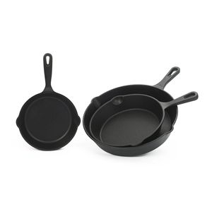 Ensemble de poêles à frire <span class=keywords><strong>en</strong></span> <span class=keywords><strong>fonte</strong></span> trois pièces pour le commerce extérieur, épaissies, non revêtues, style moderne minimaliste, compatibles gaz et <span class=keywords><strong>induction</strong></span> - Product Image 5