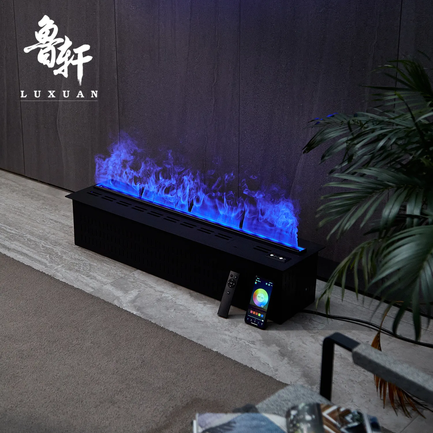 1800 Mm Auto 3d Led Flame Water camino elettric Mist artificial fire place Vapor Steam Wall recessed electric fireplace