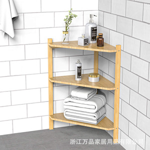 3 Tier Bamboo <b>Corner</b> Shelf 40x34x60 Cm Freestanding <b>Storage</b> <b>Unit</b> For Kitchen Bathroom Living Room Bedroom - Product Image 2
