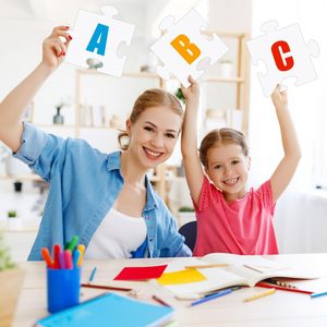 Pièces de <span class=keywords><strong>puzzle</strong></span> vierges en papier blanc <span class=keywords><strong>grand</strong></span> <span class=keywords><strong>format</strong></span>, découpées, double face, formes géantes prédécoupées pour dessiner et écrire - Product Image 5
