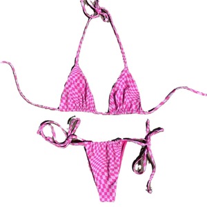 Women's Sexy Micro Bikini 2 Piece Set Halter Tie Strap <b>Thong</b> Backless Split Print Breathable Swimsuit - Product Image 5