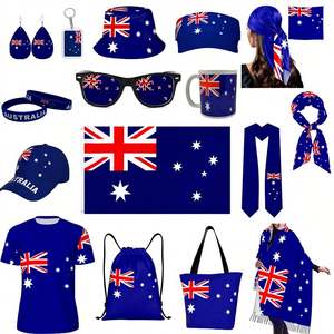 Conjunto de Artículos para Fanáticos de la Copa de Fútbol 2026 - Camiseta con la Bandera de Australia, Gorra, Bufanda, Diadema y Gafas de Sol |   Artículos Deportivos para Fiestas y Eventos de Fútbol - Product Image 1