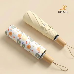 Parapluies pliables portables à motifs floraux, 3 plis, parasol solaire personnalisé avec logo - Product Image 4