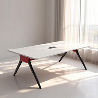 Support de bureau robuste pour table de bureau 2 places, orange et noir, avec pieds en métal et structure en acier artistique