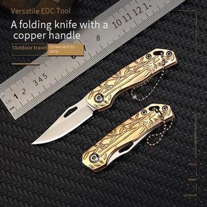 Couteau pliant de poche en laiton avec porte-clés, petit couteau utilitaire pour travaux manuels, coupe-papier, coupe-enveloppe, pratique pour l'emballage de cadeaux - Product Image 2