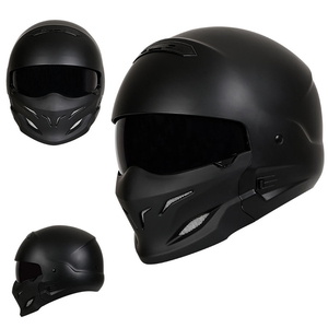 Samurai nero scorpione guerriero indiano combinazione di mentine rimovibili casco integrale casco moto vintage - Product Image 2