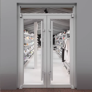 Porte double en aluminium et verre avec ressort au sol pour magasin - Product Image 2
