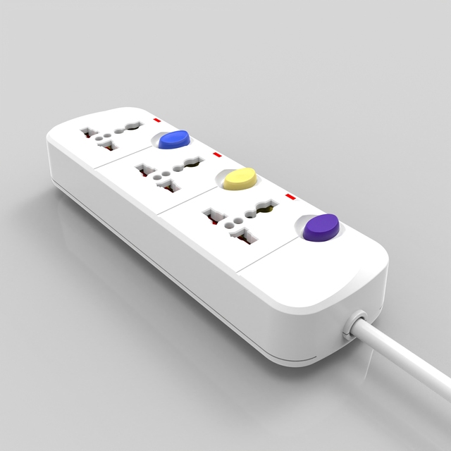 Universal 110V/220V UK/US/EU Plug Wall ABS Plastic Brass & Copper 10A/13A 3/5 Outlets Plug with Socket White IP20