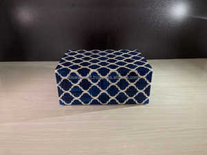 Moroccan Modern Design Handmade Luxury Eco-friendly Resin MDF Jewelry <b>Box</b> <b>Blue</b> Decorative Case Solid Pattern High Quality <b>Gift</b> - Product Image 5