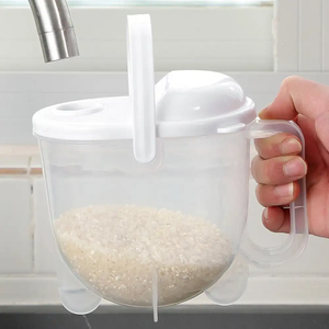 Rice Washer Creative Hand-Free Washing Rice Basin Sieve <b>Plastic</b> Bucket <b>Basket</b> With Draining Flushing Type - Product Image 5