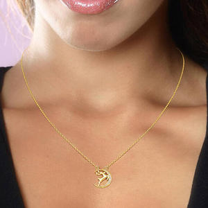 Collar con Colgante de Luna Ilas, Chapado en Oro, Aleación de Zinc, Circonita Cúbica, Piedra Redonda, Bonito, Unisex, para Uso Diario, Regalo, Joyería - Product Image 6