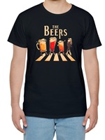 T-shirt unisexe 'The Beers' Abbey Road Parody Graphic, style streetwear, écologique, 100% coton biologique, noir, décontracté, manches courtes