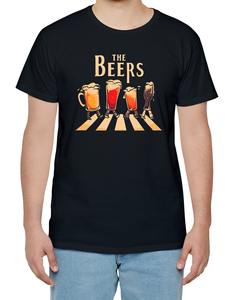 Camiseta gráfica unisex 'The Beers' Abbey <span class=keywords><strong>Road</strong></span> Parody con estampado divertido para amantes de la cerveza, camiseta informal negra de manga corta para hombre - Product Image 1