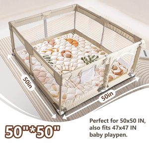 <span class=keywords><strong>Coussin</strong></span> rampant lavable en machine pour le sol 50x50 Tapis de parc avec tapis d'activité doux au toucher Tapis de jeu pour bébé avec fond antidérapant - Product Image 2