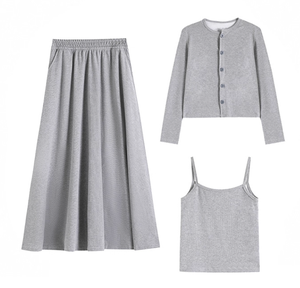 3PCS New Design Elegant Women Fashion <strong>Coat</strong>+Top+<strong>Skirt</strong> Ladies Casual Dresses Clothing Set - Product Image 5