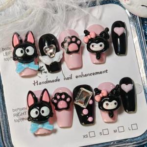 Marque privée de luxe presse sur les ongles ongles faits à la main en acrylique épais personnalisés avec des strass ongles artificiels - Product Image 2