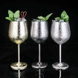 YABEICHU High Quality 304 Stainless Steel Goblet Cocktail Wine Champagne Glass for Bar Party